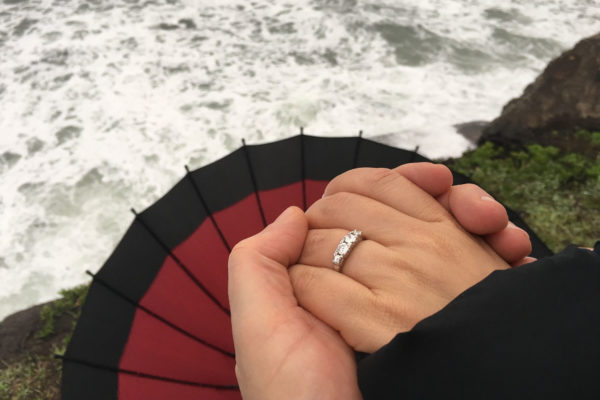Proposal Ring Holding Hands
